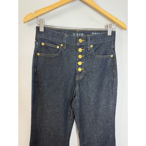 J. Crew High-rise Flare Wide Leg Jean Button fly Dark Wash Stretch Women's 24 - Picture 3 of 13
